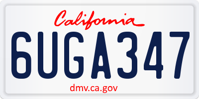 CA license plate 6UGA347