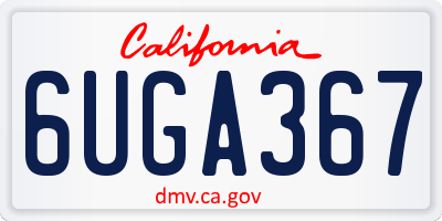 CA license plate 6UGA367