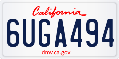CA license plate 6UGA494