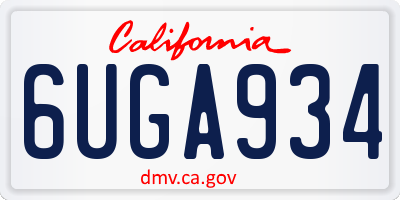 CA license plate 6UGA934