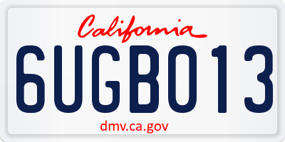 CA license plate 6UGB013