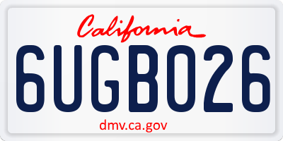 CA license plate 6UGB026
