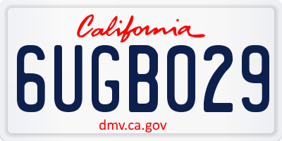 CA license plate 6UGB029