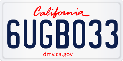 CA license plate 6UGB033