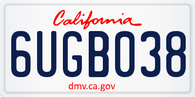 CA license plate 6UGB038