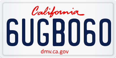 CA license plate 6UGB060