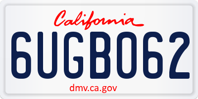CA license plate 6UGB062