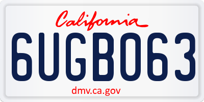 CA license plate 6UGB063