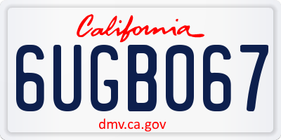 CA license plate 6UGB067