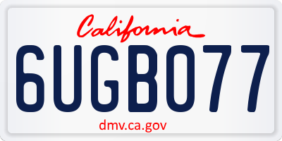 CA license plate 6UGB077