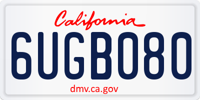 CA license plate 6UGB080