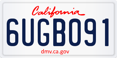 CA license plate 6UGB091
