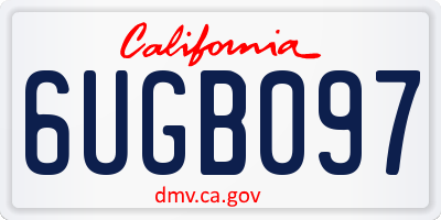 CA license plate 6UGB097
