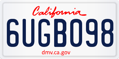 CA license plate 6UGB098