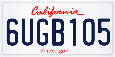 CA license plate 6UGB105