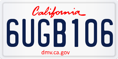CA license plate 6UGB106
