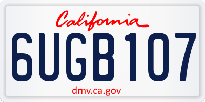 CA license plate 6UGB107