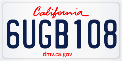 CA license plate 6UGB108
