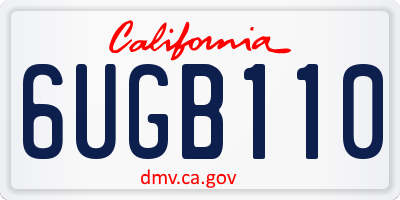 CA license plate 6UGB110