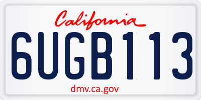 CA license plate 6UGB113