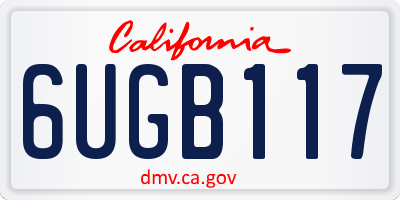 CA license plate 6UGB117
