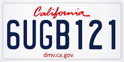 CA license plate 6UGB121