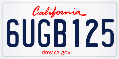 CA license plate 6UGB125