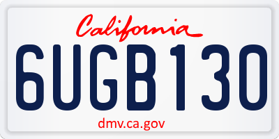 CA license plate 6UGB130