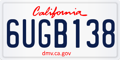 CA license plate 6UGB138