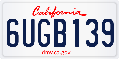 CA license plate 6UGB139
