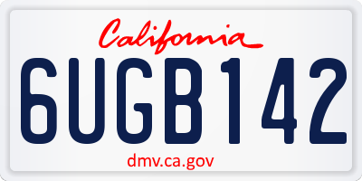 CA license plate 6UGB142