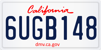 CA license plate 6UGB148