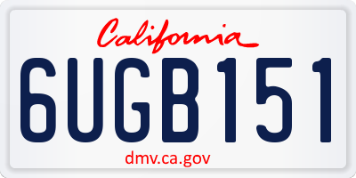 CA license plate 6UGB151