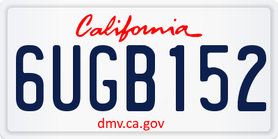 CA license plate 6UGB152