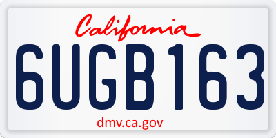 CA license plate 6UGB163