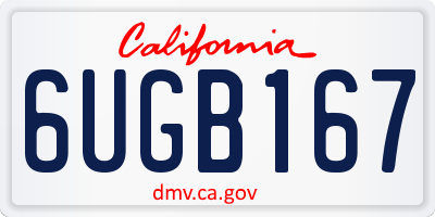 CA license plate 6UGB167