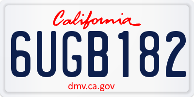 CA license plate 6UGB182