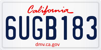 CA license plate 6UGB183