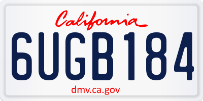 CA license plate 6UGB184
