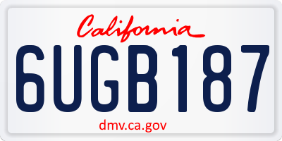 CA license plate 6UGB187
