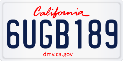 CA license plate 6UGB189