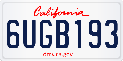 CA license plate 6UGB193