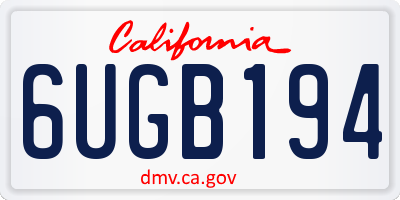 CA license plate 6UGB194