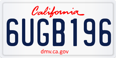 CA license plate 6UGB196