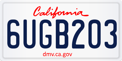 CA license plate 6UGB203