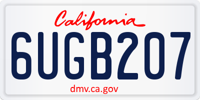 CA license plate 6UGB207