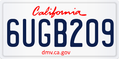 CA license plate 6UGB209