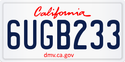 CA license plate 6UGB233