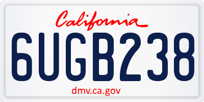 CA license plate 6UGB238