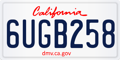 CA license plate 6UGB258
